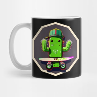 Colorful Rockstar Hip-Hop Cactus Emoji Skateboarding with Style Mug